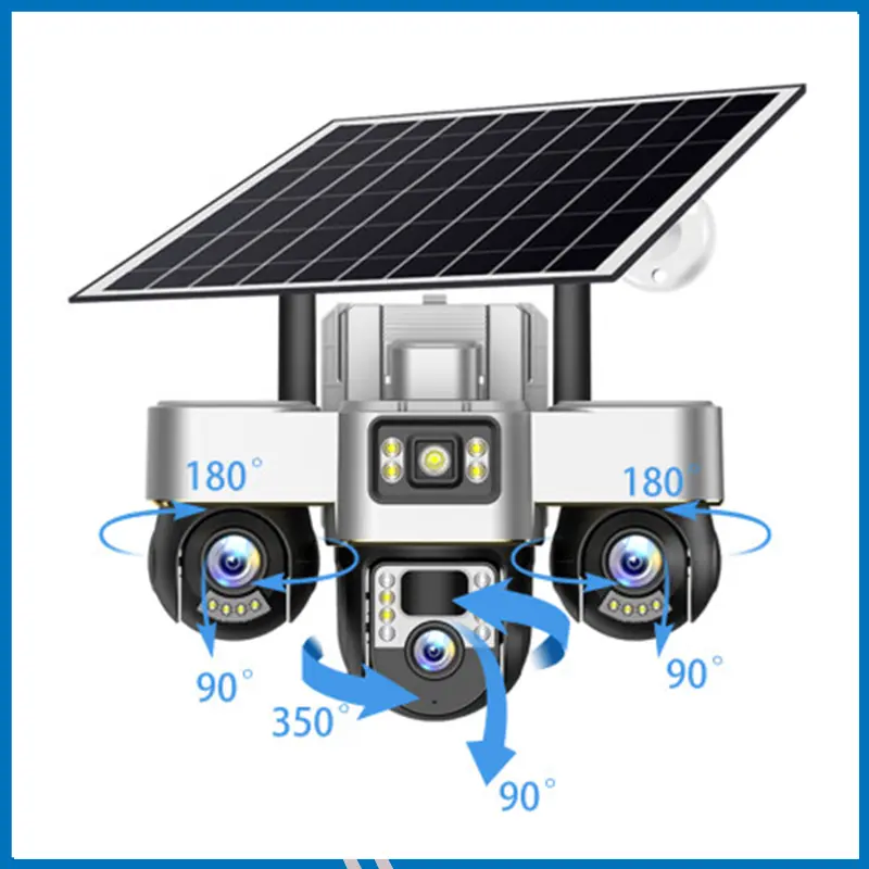 New 3 Lens 3 Display Advance Solar 4G Sim Waterproof Camera