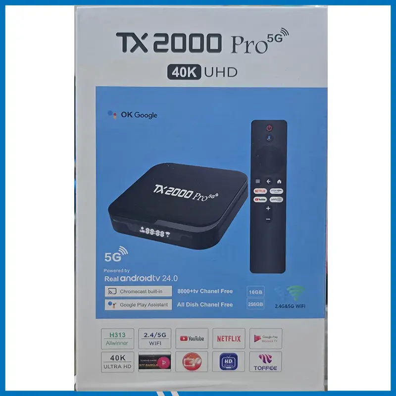 TX2000 Pro 40K UHD Android TV Box with 16GB RAM