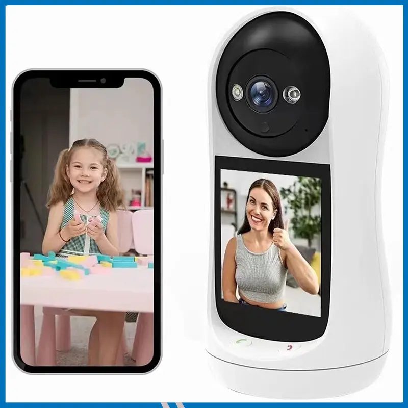 Video Calling V380 Pro Indoor Security Camera 1080P Full HD WIFI PT Camera,AI Auto Tracking,2.8inch HD Display and two-way video calling, Human/Pet AI Ideal for Baby Monitor/Pet Camera/Home Security CCTV Camera