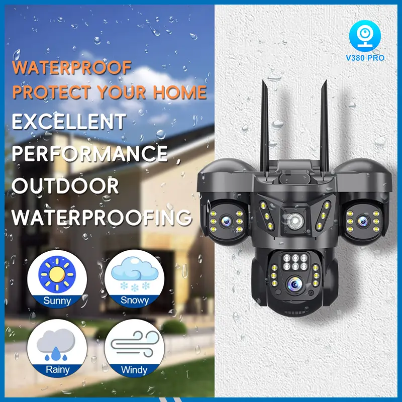 V380 PRO 3 Lens SC29-4G SIM SUPPORT IP Camera 6MP Outdoor Waterproof 360 Degree Wide Angle Auto Tracking Color Night Vision Two Way Audio PTZ CCTV Camera