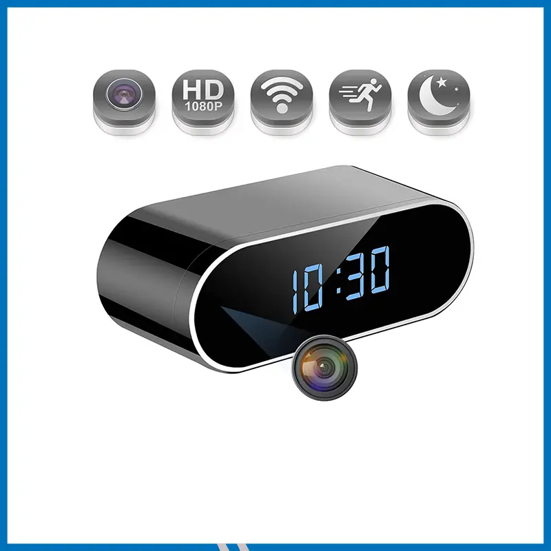 Full HD 1080P HD Wifi Clock Camera WIFI Control Concealed IR Night View Alarm Camcorder Digital Clock Video Camera