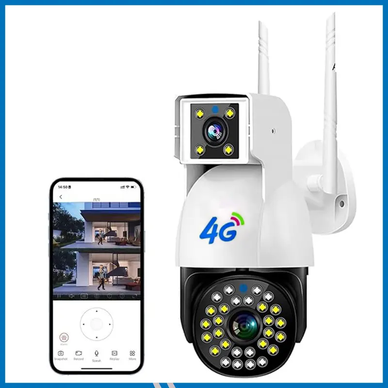 Dual-Lens Waterproof V380 4G Camera with LAN port