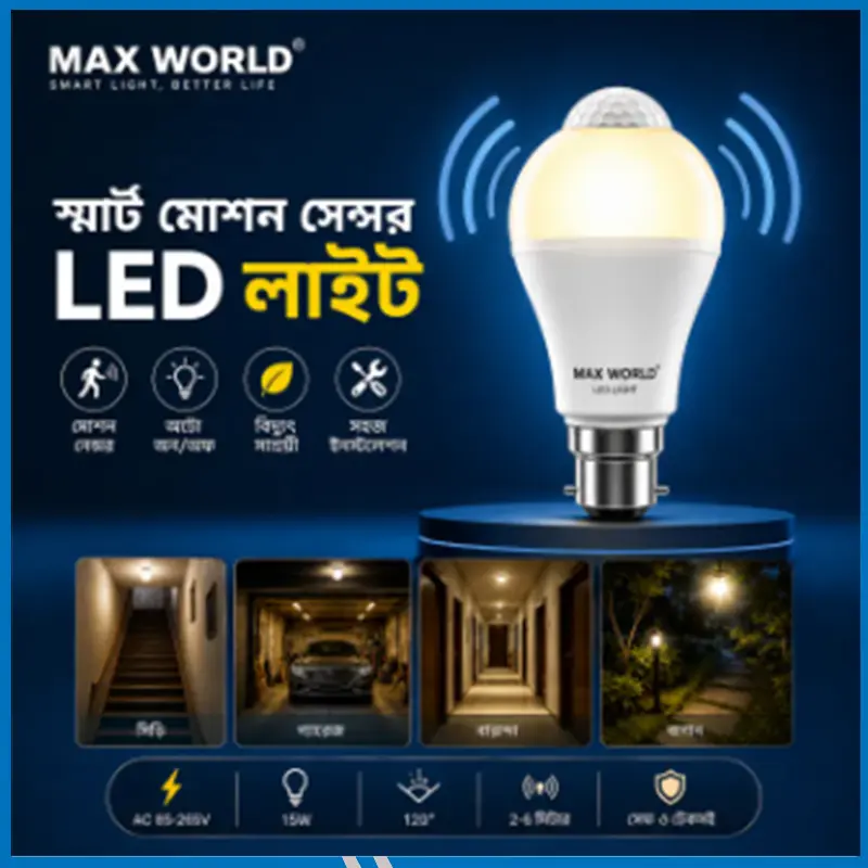 Max World 15W Motion Sensor Auto ON/OFF LED Light