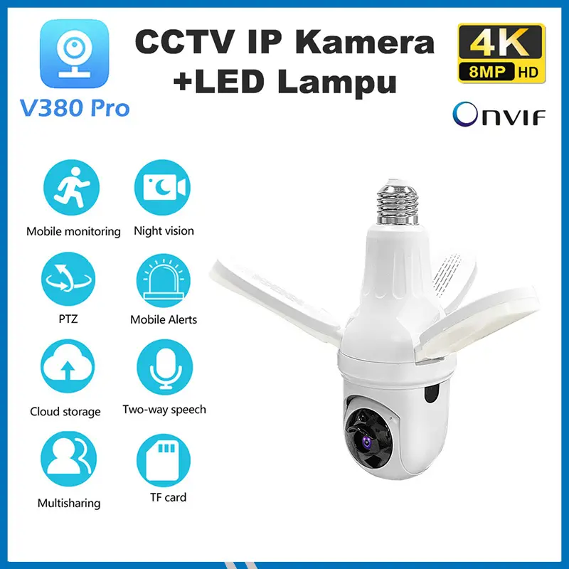 Wireless Camera Outdoor Night Vision Ip Camera V380 Pro Beli