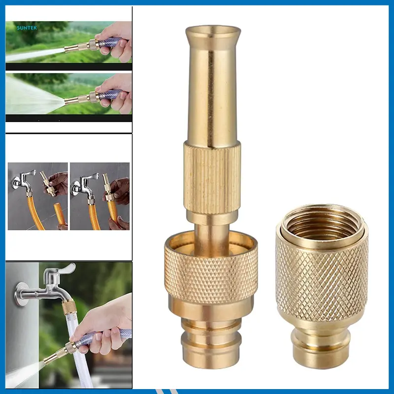Water Gun Spray Nozzle High Pressure Brass Hose Nozzle Quick Connector
