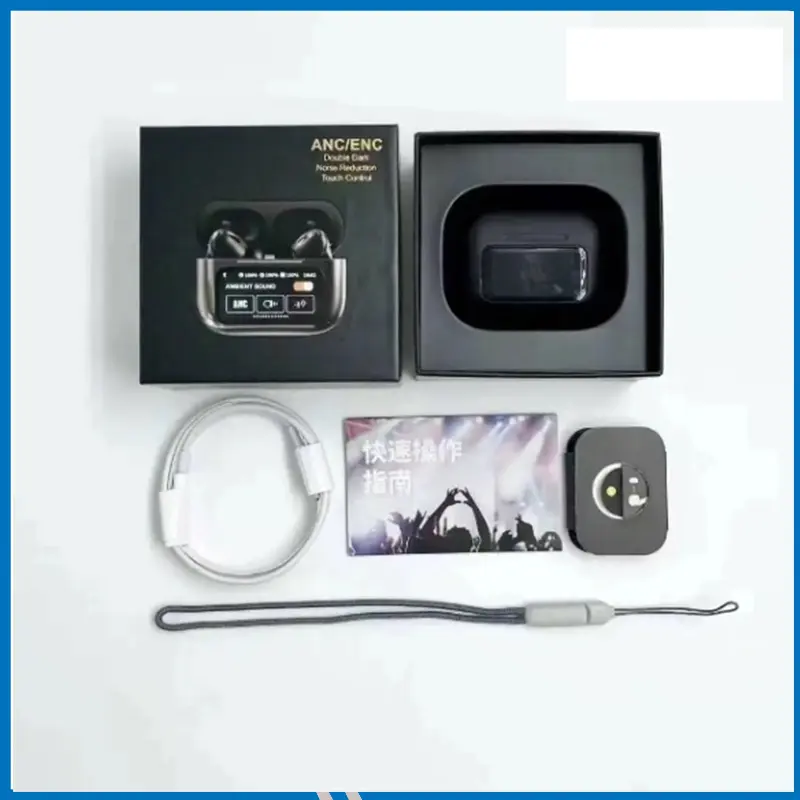 A9 Pro Black ANC/ENC Earbuds Touch Screen Display