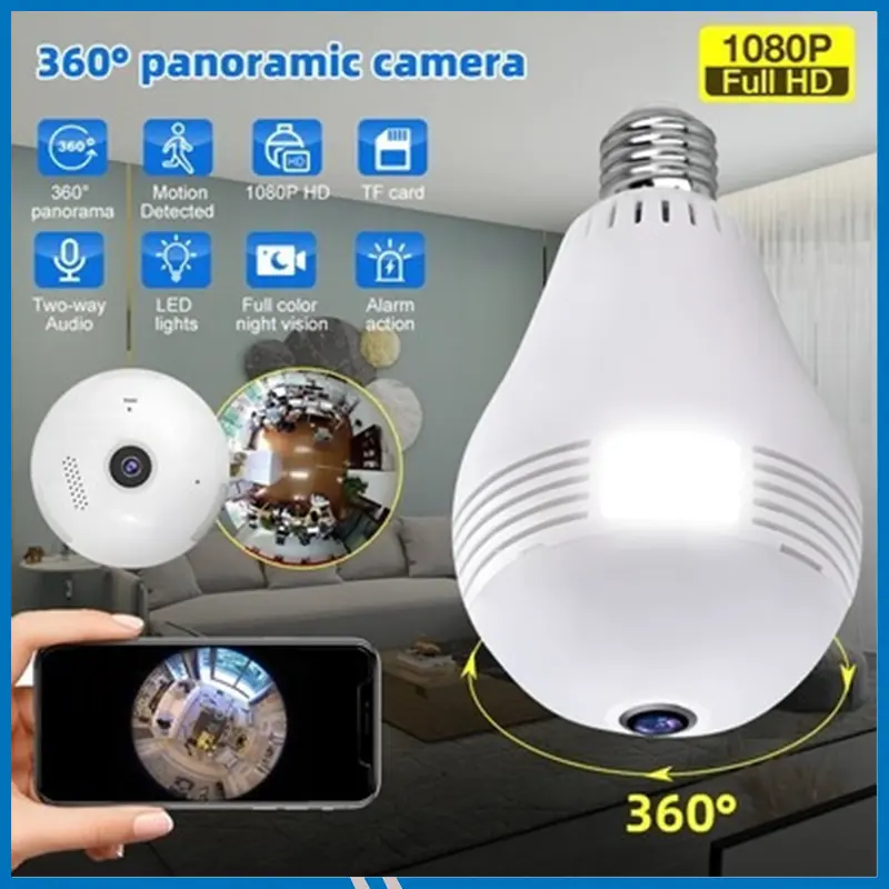 V380 Pro E27 Bulb VR Panoramic Fisheye Camera 360° Smart WiFi Camera