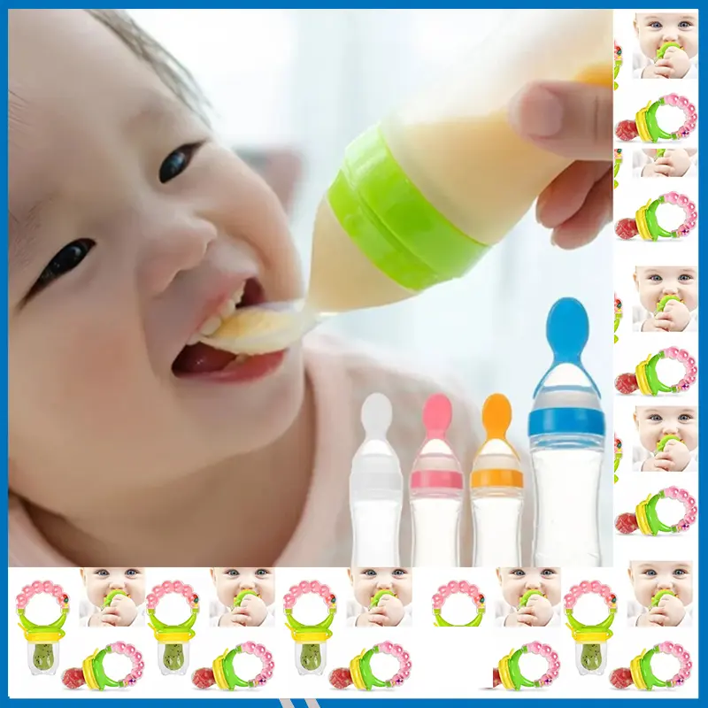 Combo JhunJhuni Fruit Juicer&Soft Silicone Baby Spoon Feeder
