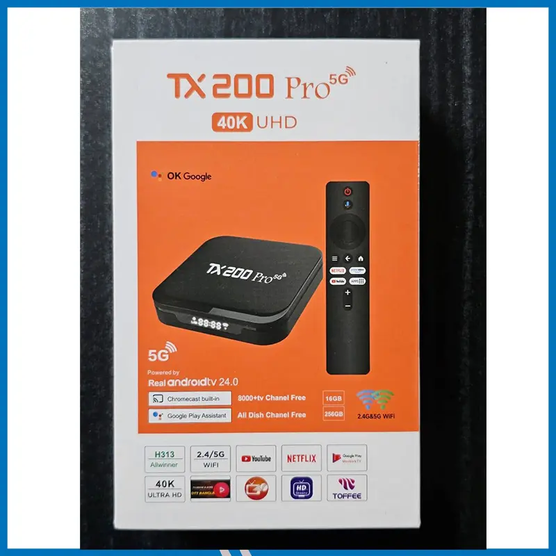 TX200 Pro 40K UHD Android TV Box with 16GB RAM