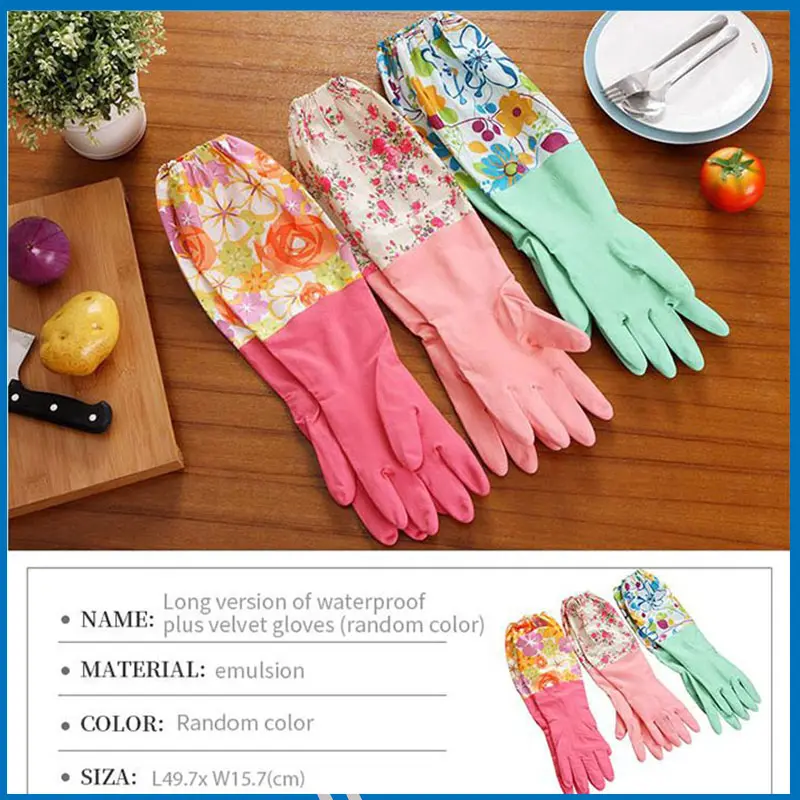 High Quality Full Hand Printed Dish Washing Gloves (Multicolor)