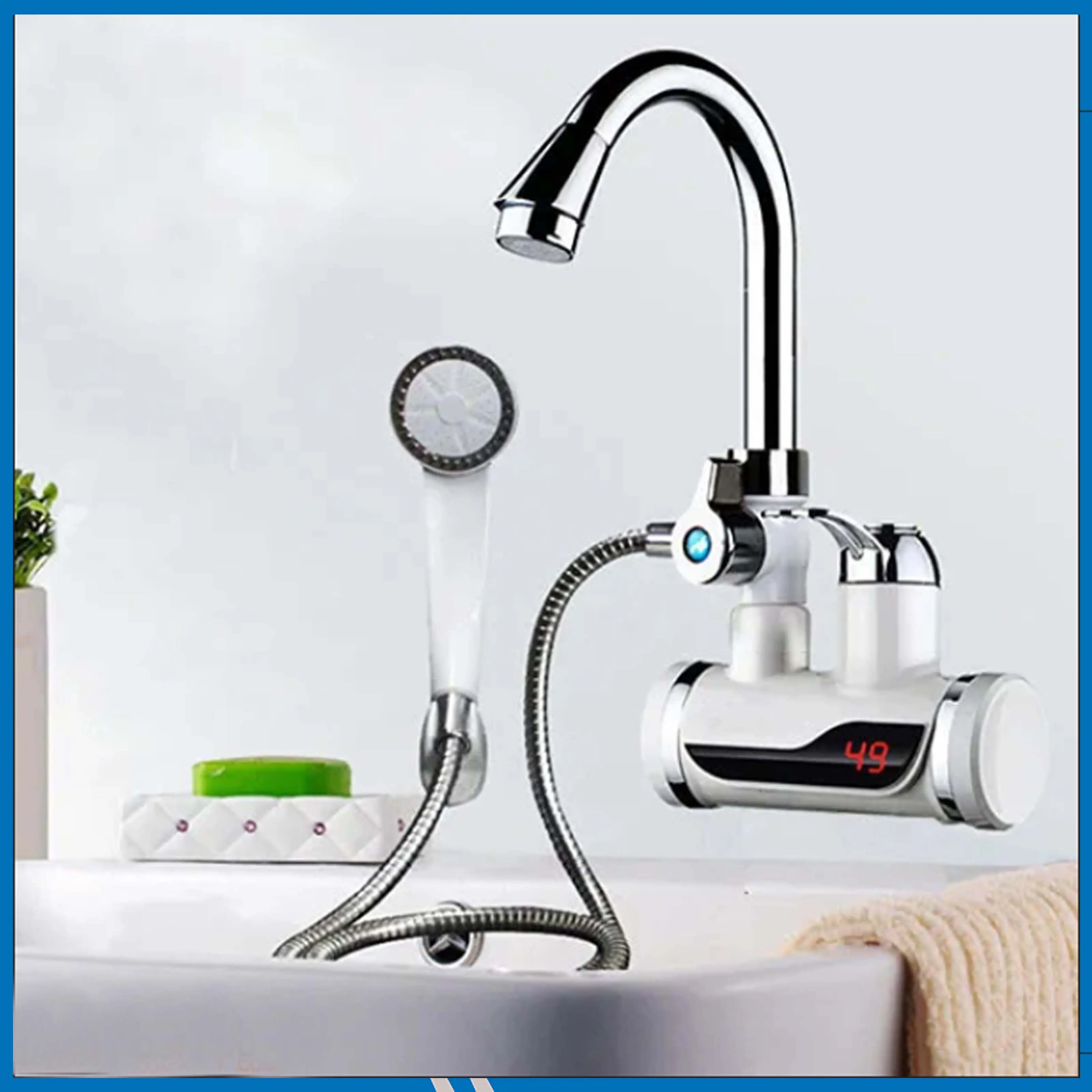 Instant Hot Water Heater Electric Device (LED Digital Temperature Display) | Stainless Steel Faucet Tap