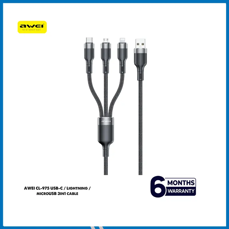 AWEI CL-975 USB-C / Lightning / Micro USB 3in1 Cable