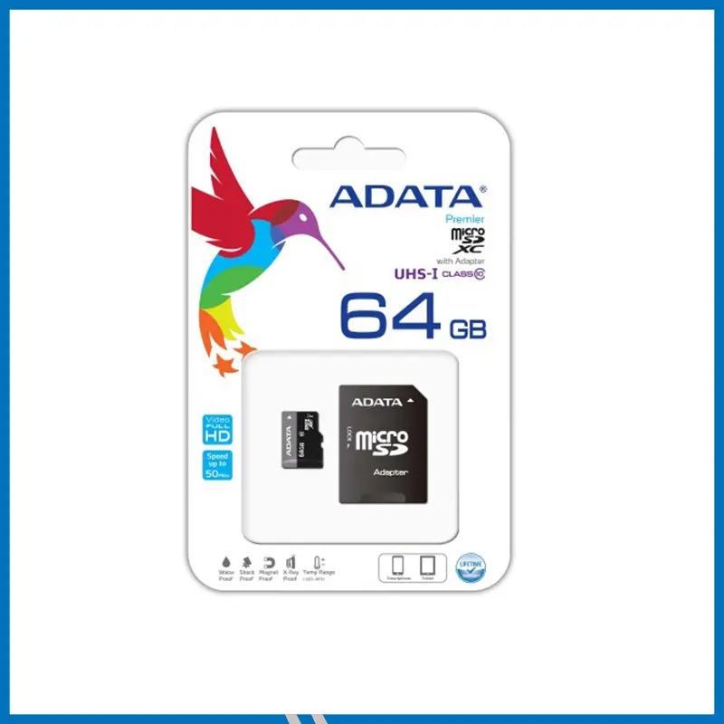 Adata 64GB Micro SD Class-10 (SDXC-UHX-I) Memory Card With Adapter