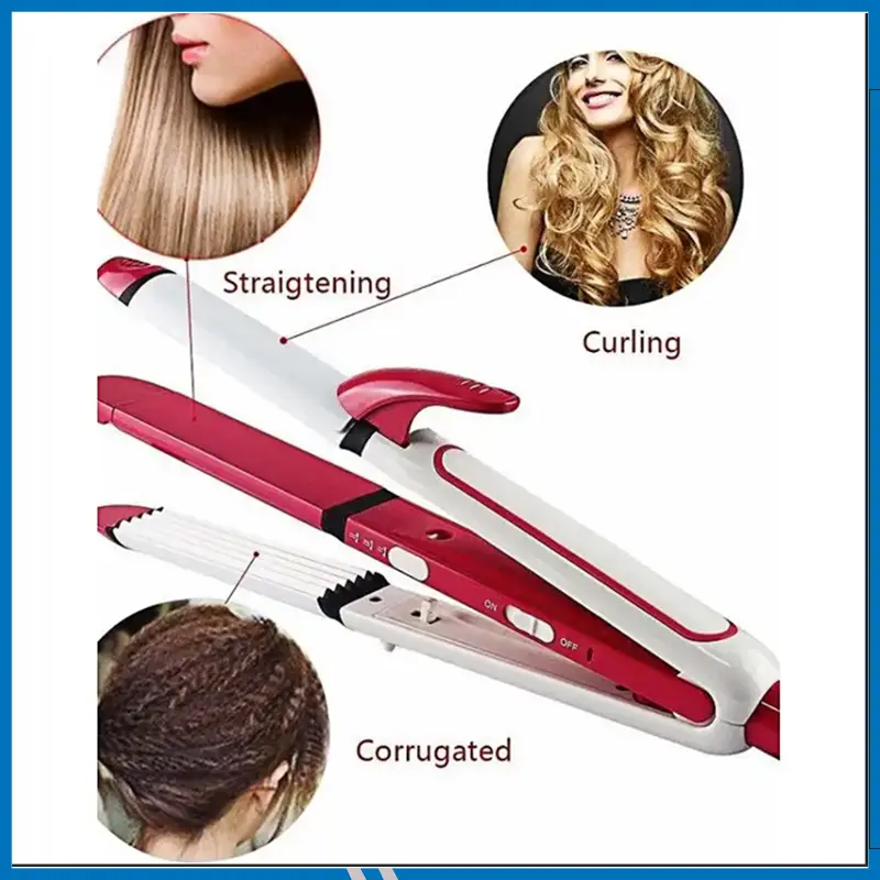 Kemei KM-1213 Hair Straightener Professional 3 in 1 Wave Curler