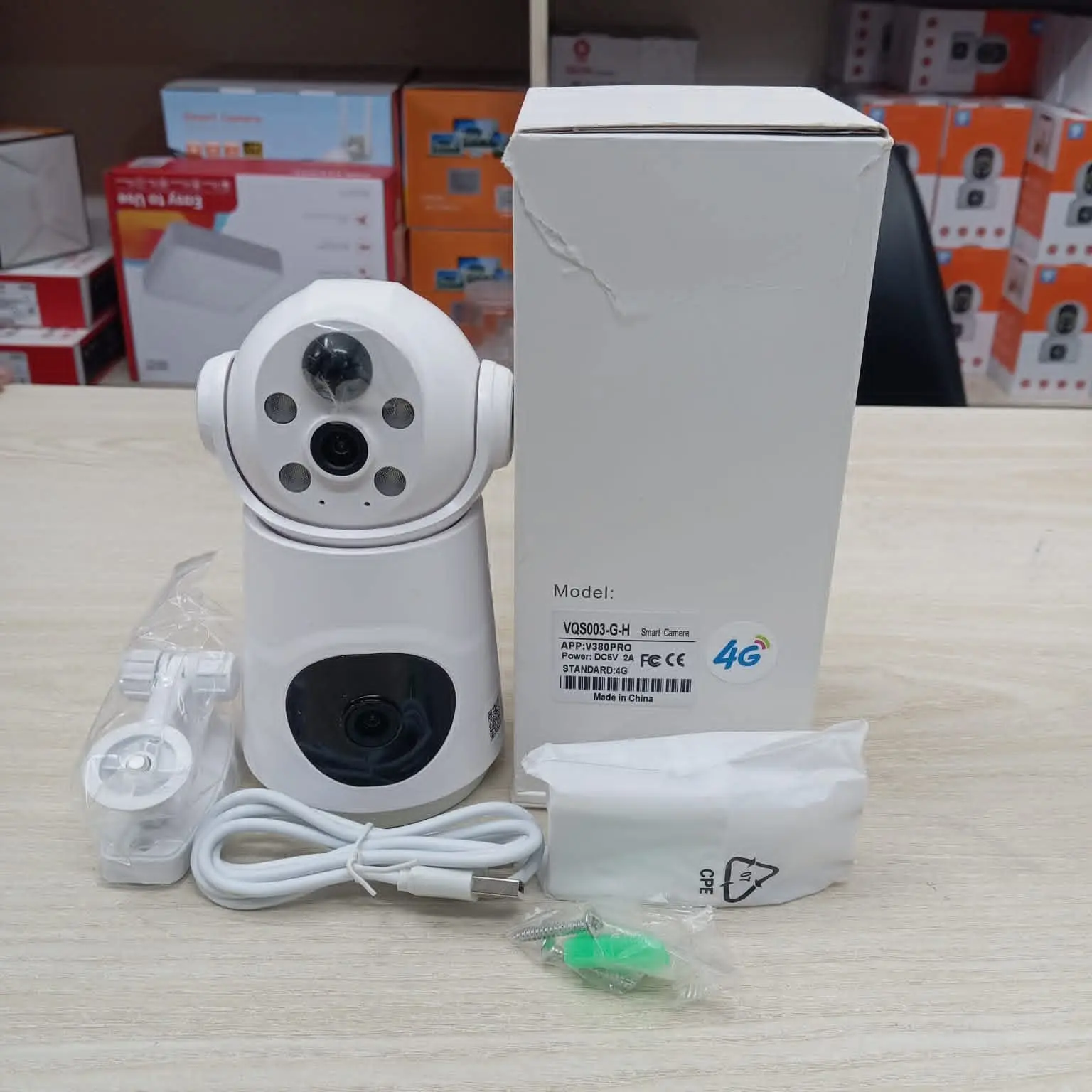 4G sim supported Rechargeable V380 4K 4G Camera  Dual Lens Built-in Battery Indoor Baby Monitor Two Way Home Video Security Protection Surveillance