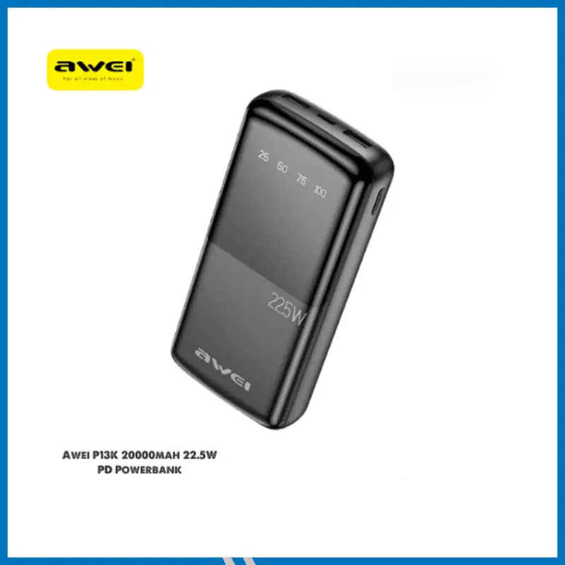 Awei P13K 22.5W PD Powerbank 20000mAh Fast Charging