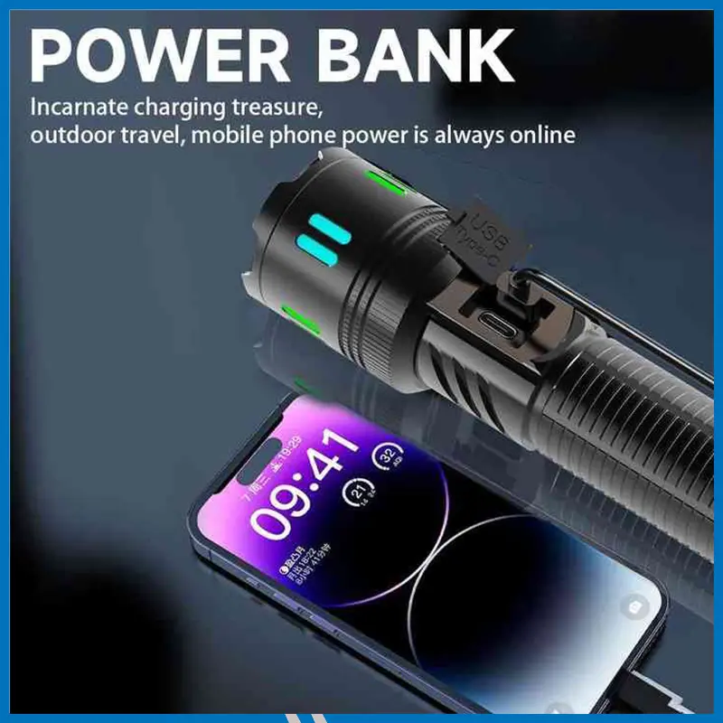 USB Rechargeable Emergency LED Torch Light সুপার পাওয়ার LED